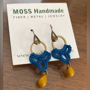 MOSS $34 Handmade Blue & gold Earrings